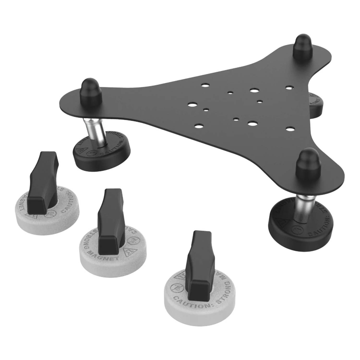 RAM Mounts Tough-Mag™ 3-Punkt Magnetbasis - neigbar für gekrümmte Scheiben, 4-Loch AMPS & VESA 75x75 mm Lochraster