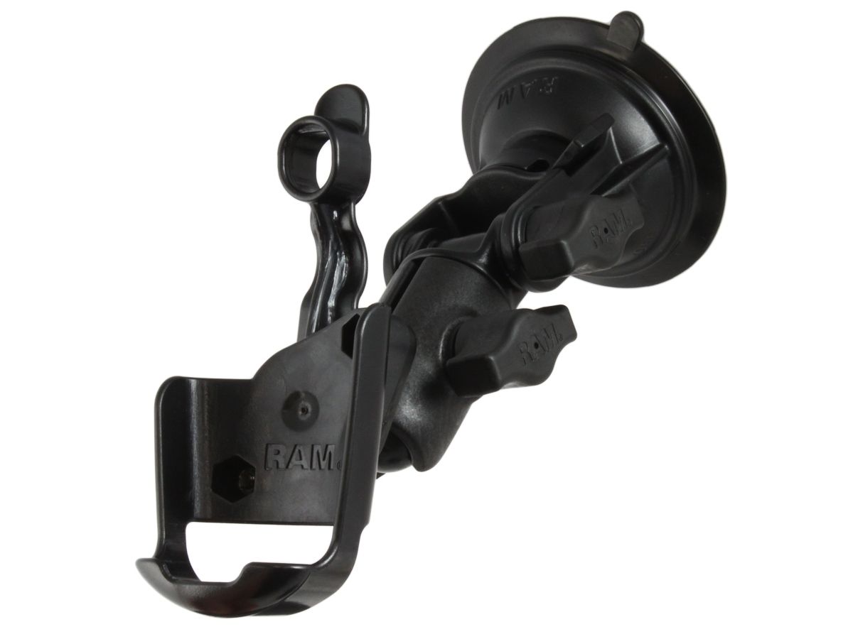 RAM Mounts Verbundstoff Saugfuss-Halterung Garmin GPS 60er Serie - Ocatagon-Verbindungsarm mit Drehgelenk, Diamond-Basisplatte (Trapez), Halteschale, B-Kugel (1 Zoll)