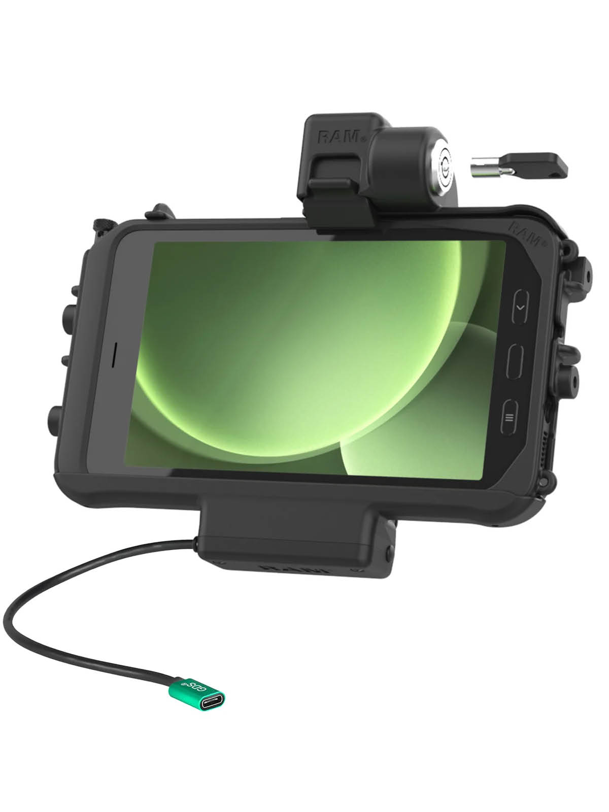 RAM Mounts Form-Fit Low Profile Halteschale (Schlüsselverriegelung) für Samsung Tab Active3 & Active5 - In OEM/RAM Schutzhülle - USB-C-Anschluss