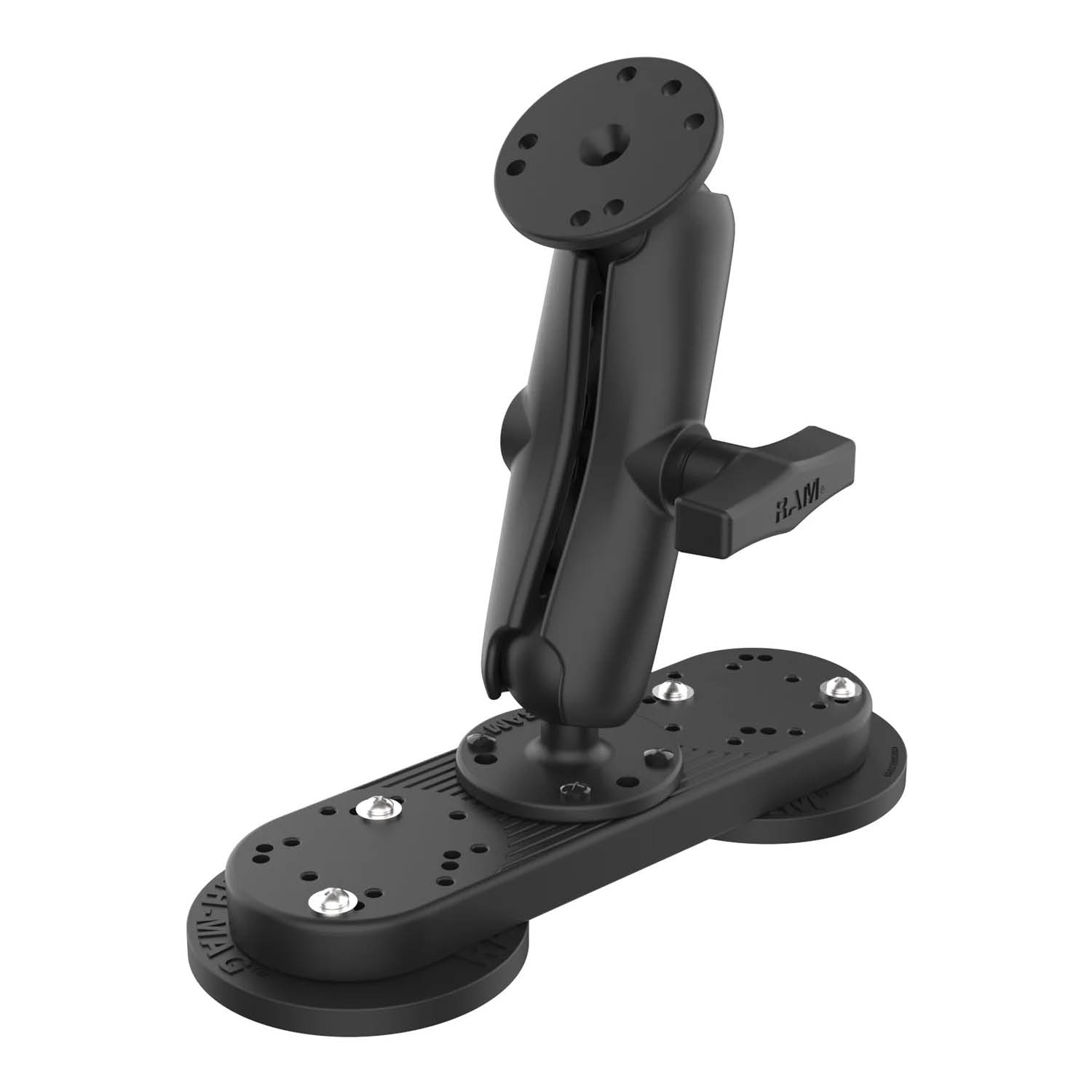 RAM Mounts Tough-Mag Doppelbasis mit Arm - C-Kugel (1,5 Zoll), mittlerer Verbindungsarm, 4-Loch AMPS