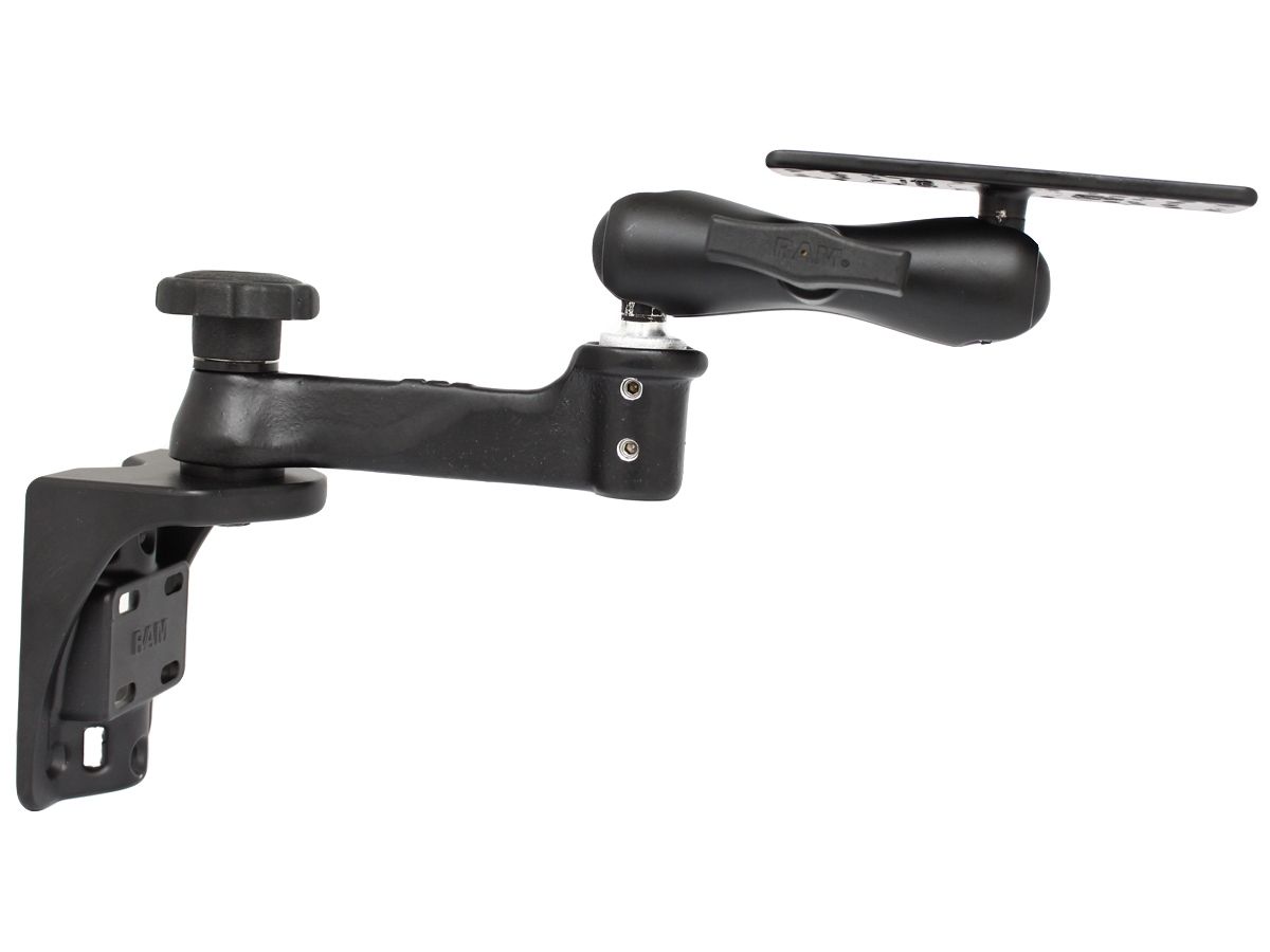 RAM Mounts Schwenkarm für vertikale Wandbefestigung - Vertikal-Basis, mittlerer Verbindungsarm, rechteckige Universal-Platte (ca. 158 x 50 mm, diverse Lochraster), C-Kugel (1,5 Zoll)