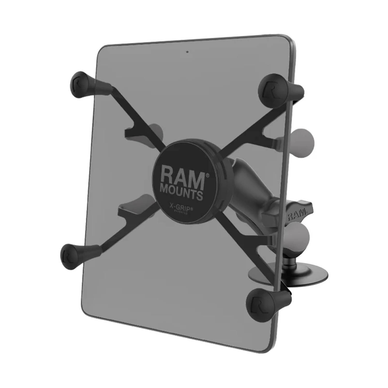 RAM Mounts X-Grip Aufbau-Klebehalterung für 7-8 Zoll Tablets (Verbundstoff) - Mittlerer Verbindungsarm - Runde Klebebasis - B-Kugel (1 Zoll)