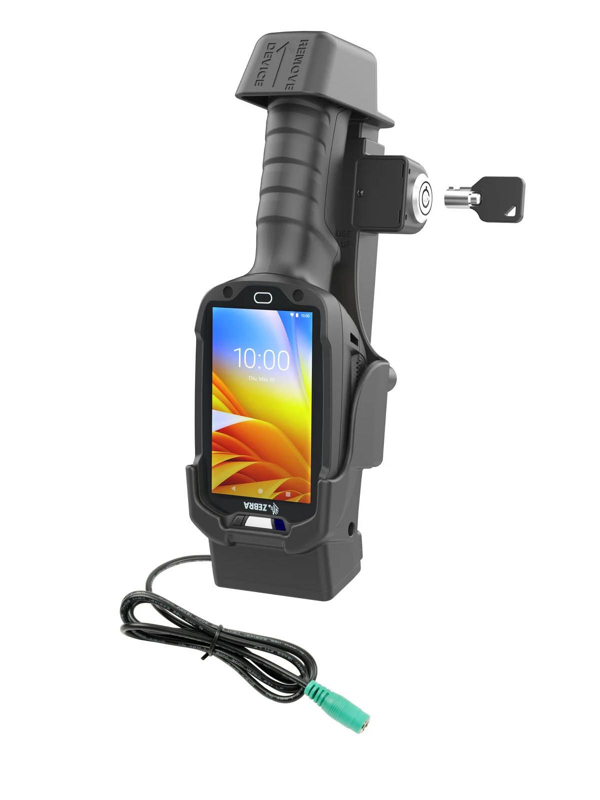 RAM Mounts Form-Fit Halteschale (Schlüsselverriegelung) für Zebra TC8300 - 5.5 mm DC-Anschluss