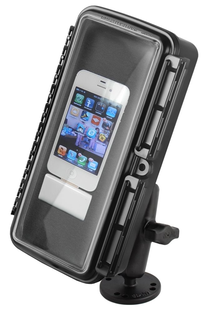 RAM Mounts Aufbauhalterung mit großer Aqua Box - runde Basisplatte, mittlerer Verbindungsarm, B-Kugel (1 Zoll), im Polybeutel