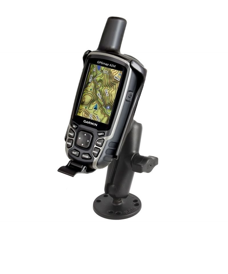 RAM Mounts Aufbau-Halterung Garmin GPSMAP 62/64 - B-Kugel (1 Zoll), mittlerer Verbindungsarm, runde Basisplatte (AMPS)