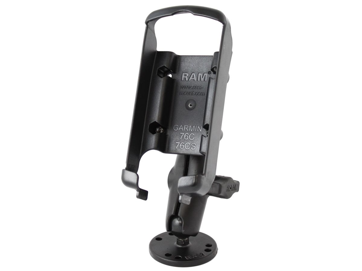 RAM Mounts Aufbau-Halterung Garmin 76CS Serie - B-Kugel (1 Zoll), runde Basisplatte (AMPS), mittlerer Verbindungsarm