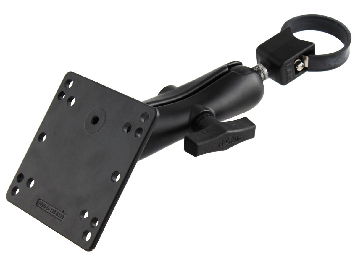 RAM Mounts Set für Lenker Rohre - Klemmschelle, mittlerer Verbindungsarm, VESA-Platte (75x75 u. 100x100 mm Lochraster), C-Kugel (1,5 Zoll), im Polybeu