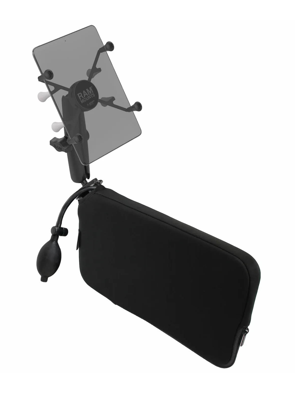 RAM Mounts Tough-Wedge Set für 7-8 Zoll Tablets - Zwischenraumpolster (mit Pumpe), B-Kugel (1 Zoll), X-Grip Halteklammer, langer Verbindungsarm