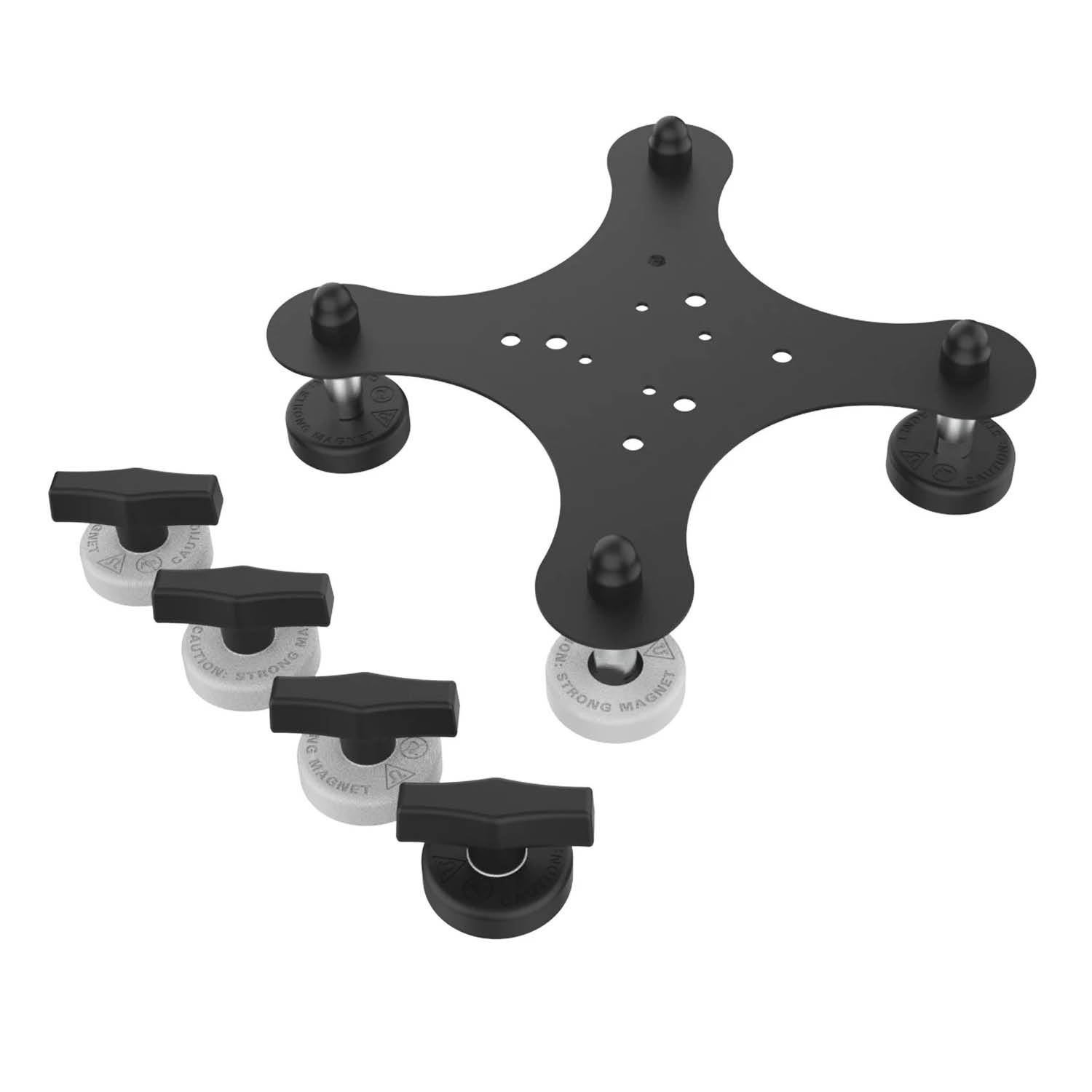 RAM Mounts Tough-Mag™ 4-Punkt Magnetbasis - neigbar für gekrümmte Scheiben, 4-Loch AMPS & VESA 75x75 mm Lochraster
