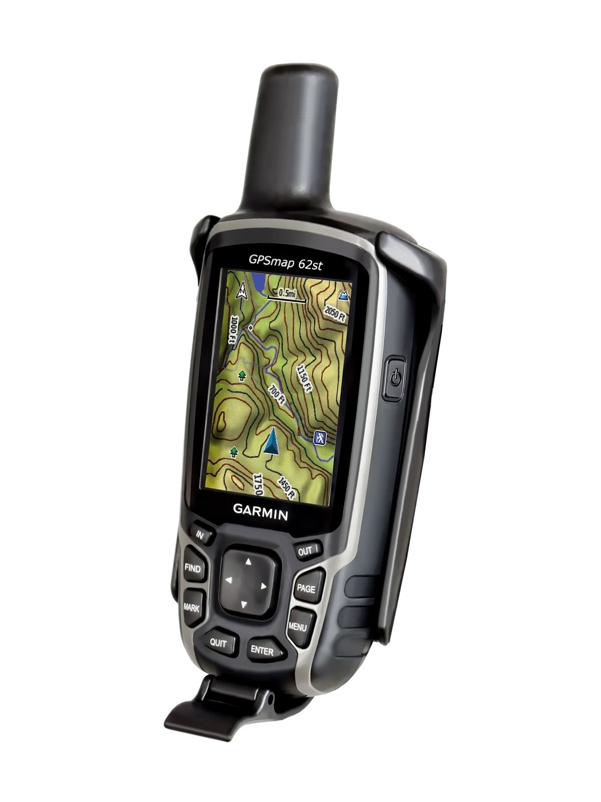 RAM Mounts Gerätehalteschale für Garmin GPSMAP 62/64 (ohne Schutzhüllen) - Diamond-Anbindung (Trapez), Schrauben-Set, im Polybeutel