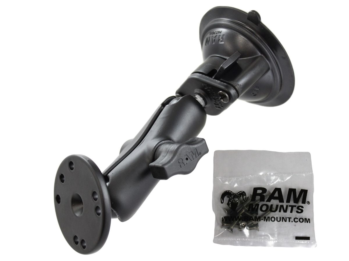 RAM Mounts Saugfuss-Set Garmin GPSMAP 195/295 - mittlerer Verbindungsarm, Diamond (Trapez)- u. runde Basisplatte, Schrauben-Set, B-Kugel (1 Zoll)