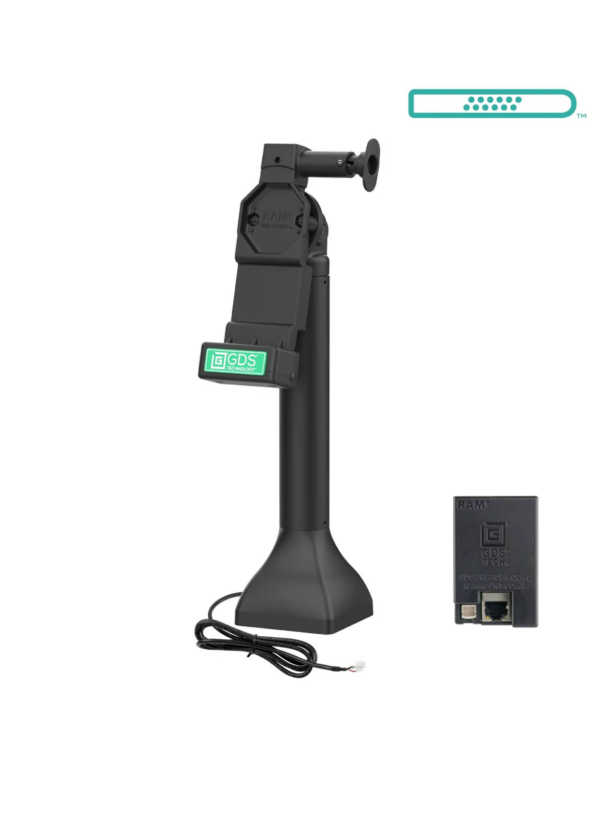 RAM Mounts GDS Uni-Conn Stand-Dockingstation (14 Zoll) mit Lösevorrichtung - Dreh-& Schwenkbar - Strom über PoE - Pogo-Pads unten