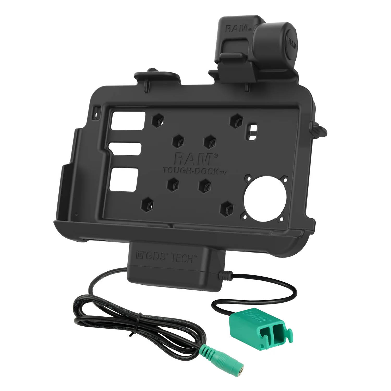 RAM Mounts Thin-Dock Halteschale für Zebra ET401 & ET4x (8 Zoll) Tablets - Mit und Ohne RAM Skin/Rugged Boot - 5.5mm DC & Dual USB-A-Anschluss