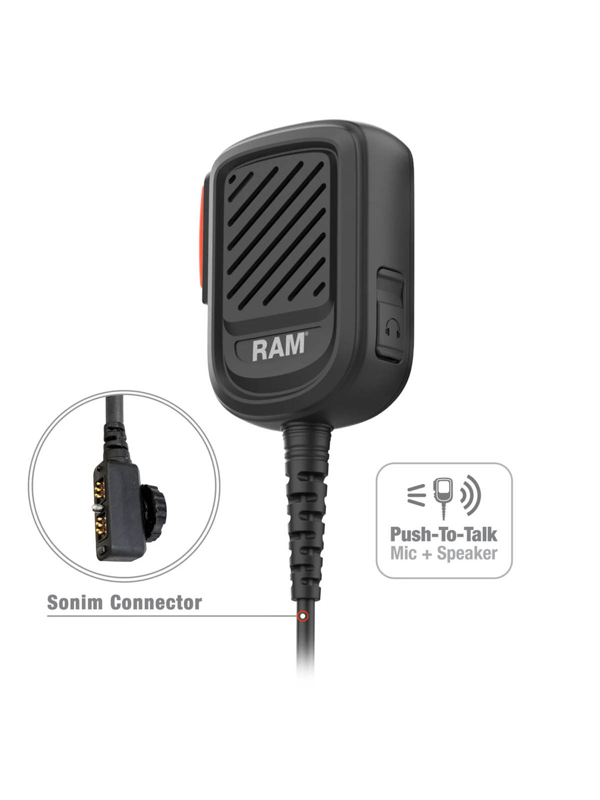 RAM Mounts Handmikrofon mit Lautsprecher und Sonim SecureAudio-Verbindung