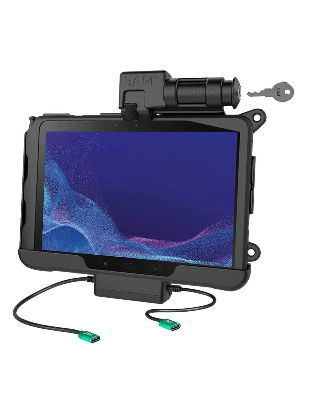 RAM Mounts Form-Fit Halteschale (Schlüsselverriegelung) für Samsung Tab Active4 Pro & Active5 Pro - in OEM/RAM Schutzhülle - USB-C Strom & Daten-Anschluss