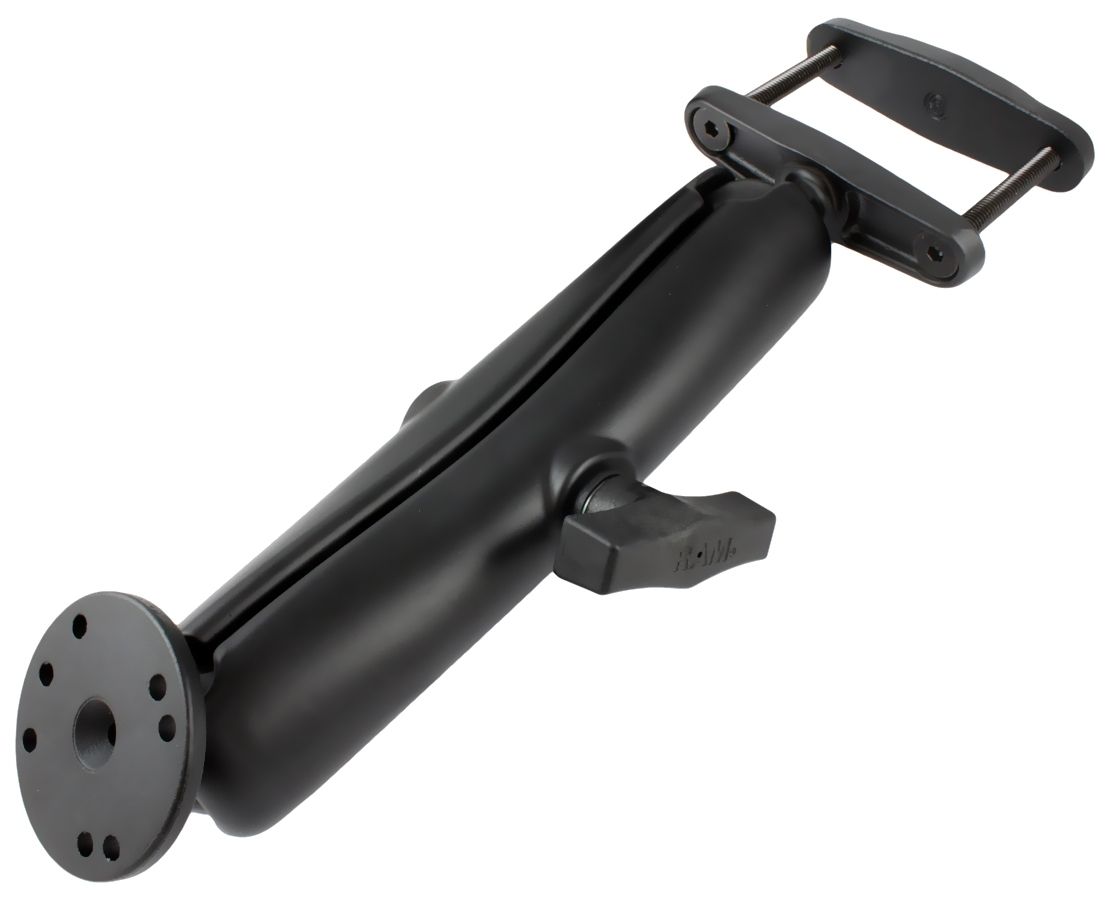 RAM Mounts Schraubklemmen-Set - Schraubklemme (bis 76 mm Breite), langer Verbindungsarm, runde Basisplatte (AMPS), C-Kugel (1,5 Zoll), im Polybeutel