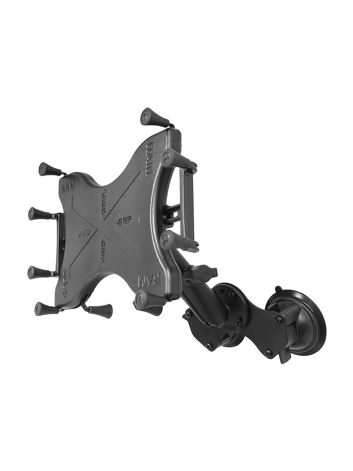 RAM Mounts Doppel-Saugfuss-Halterung für 9-10 Zoll Tablets - B-Kugel (1 Zoll), X-Grip Halteschale, langer Verbindungsarm