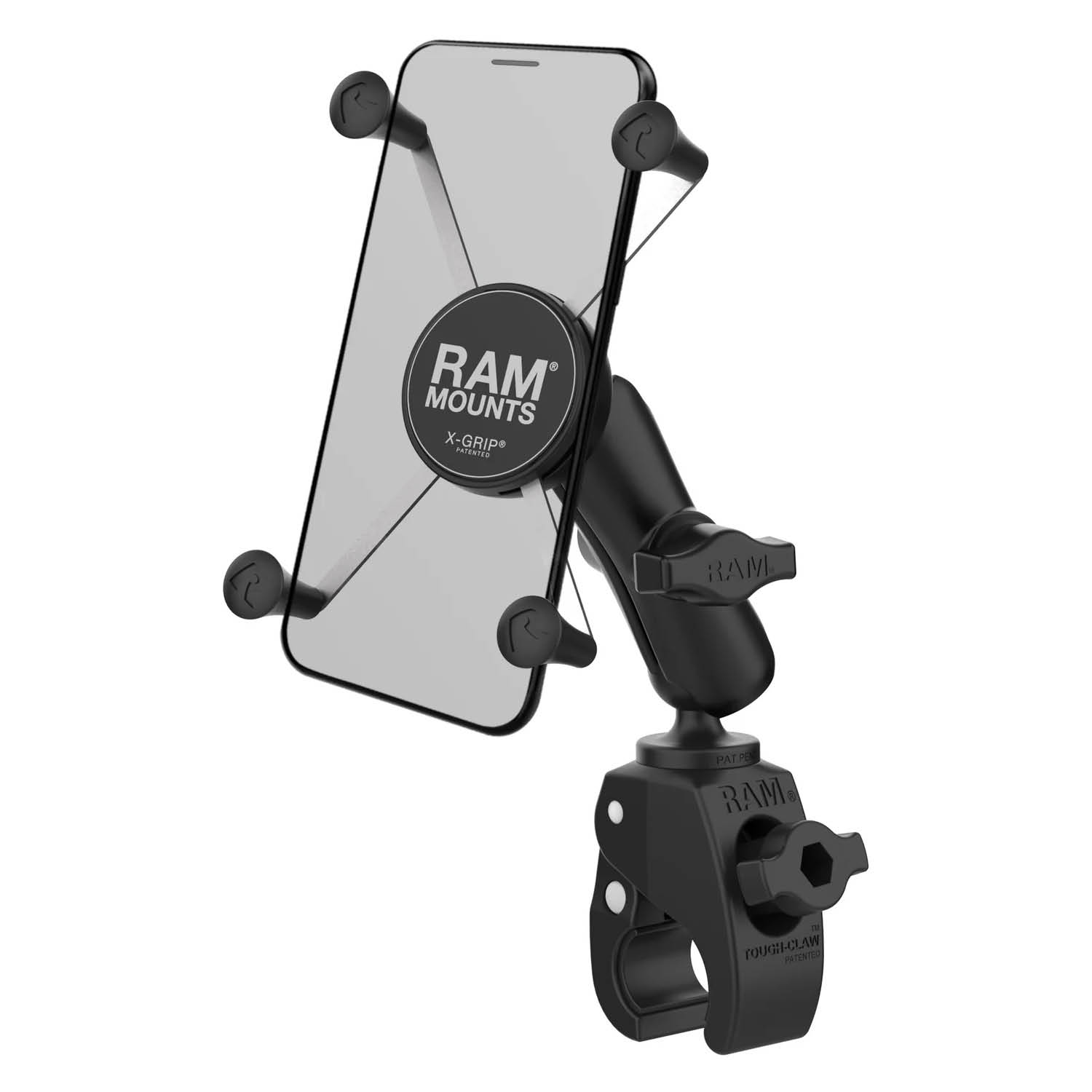 RAM Mounts X-Grip Klemm-Halterung für Smartphones bis 114,3 mm Breite - B-Kugel (1 Zoll), kleine Tough-Claw (Durckmesser 15,9-29,0 mm)