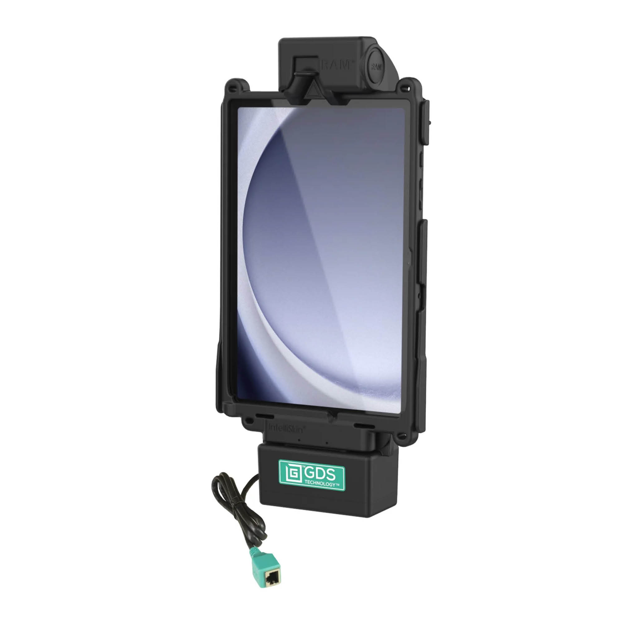 RAM Mounts GDS Tough-Dock Halteschale (Schnappverschluss) für Samsung Tab A9+ in IntelliSkin Next Gen Schutzhülle - PoE-Anschluss, 4-Loch AMPS