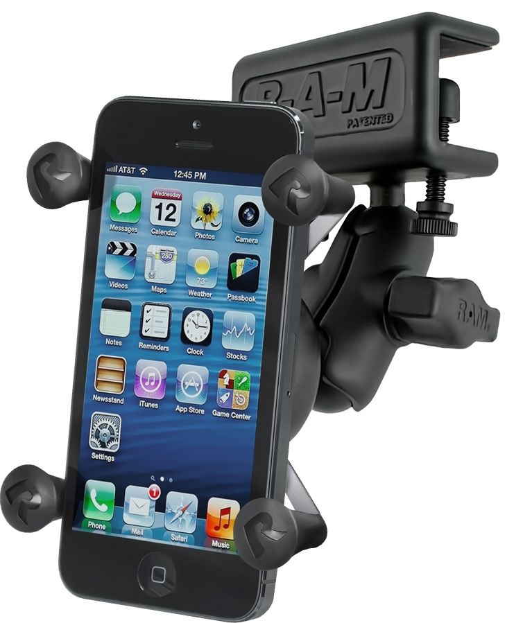 RAM Mounts X-Grip Luftfahrt-Panelhalterung für Smartphones - Bis 82,55 mm Breite - Kurzer Verbindungsarm - Panelklammer (Klemmbereich max. 15,87 mm) - B-Kugel (1 Zoll) - Schrauben-Set
