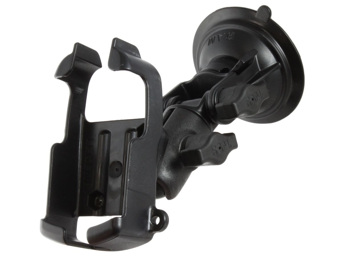 RAM Mounts Verbundstoff Saugfuss-Halterung Garmin eTrex Color - Ocatagon-Verbindungsarm mit Drehgelenk, Diamond-Basisplatte (Trapez), Halteschale, B-Kugel (1 Zoll)