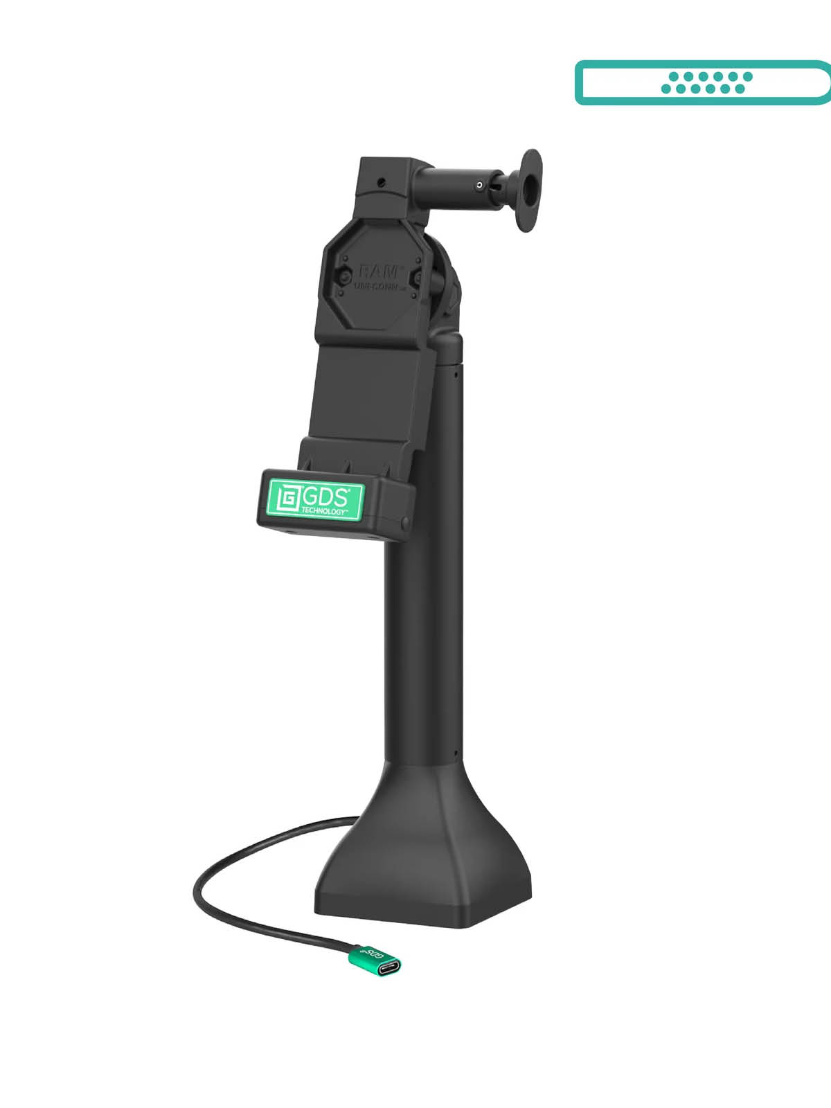 RAM Mounts GDS Uni-Conn Stand-Dockingstation (14 Zoll) mit Lösevorrichtung - Dreh-& Schwenkbar - USB-C-Anschluss - Pogo-Pads unten