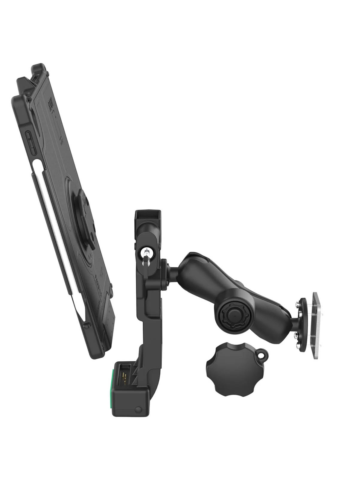 RAM Mounts GDS Uni-Conn Fahrzeug-Ladestation (abschließbar) für Apple iPad 10./11. Gen. - C-Kugel (1,5 Zoll), Stahl-Verstärkungsplatte (53,34 x 66,04 mm), USB-C-Anschluss, 4-Loch AMPS