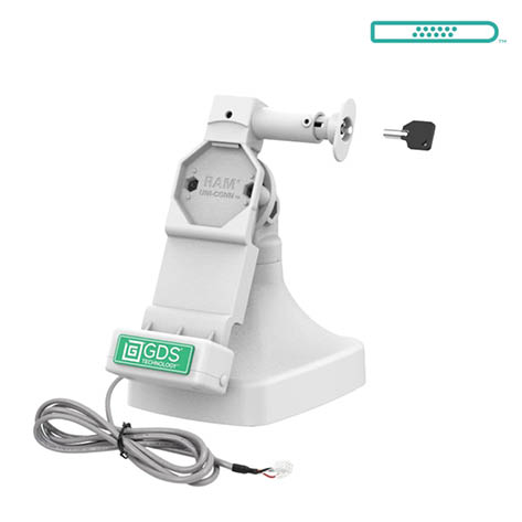RAM Mounts GDS Uni-Conn Stand-Dockingstation (abschließbar) - Dreh- & Schwenkbar - Strom über PoE - Pogo-Pads unten - hellgrau