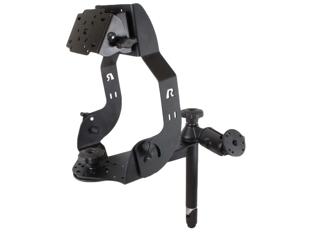 RAM Mounts Display-Halterung, schwenkbar - Tele-Post (203,2 mm lang), mit schwenkbarer zusätzlicher Anbindung (runde Basisplatte, hinten), D-Kugel (2,25 Zoll)