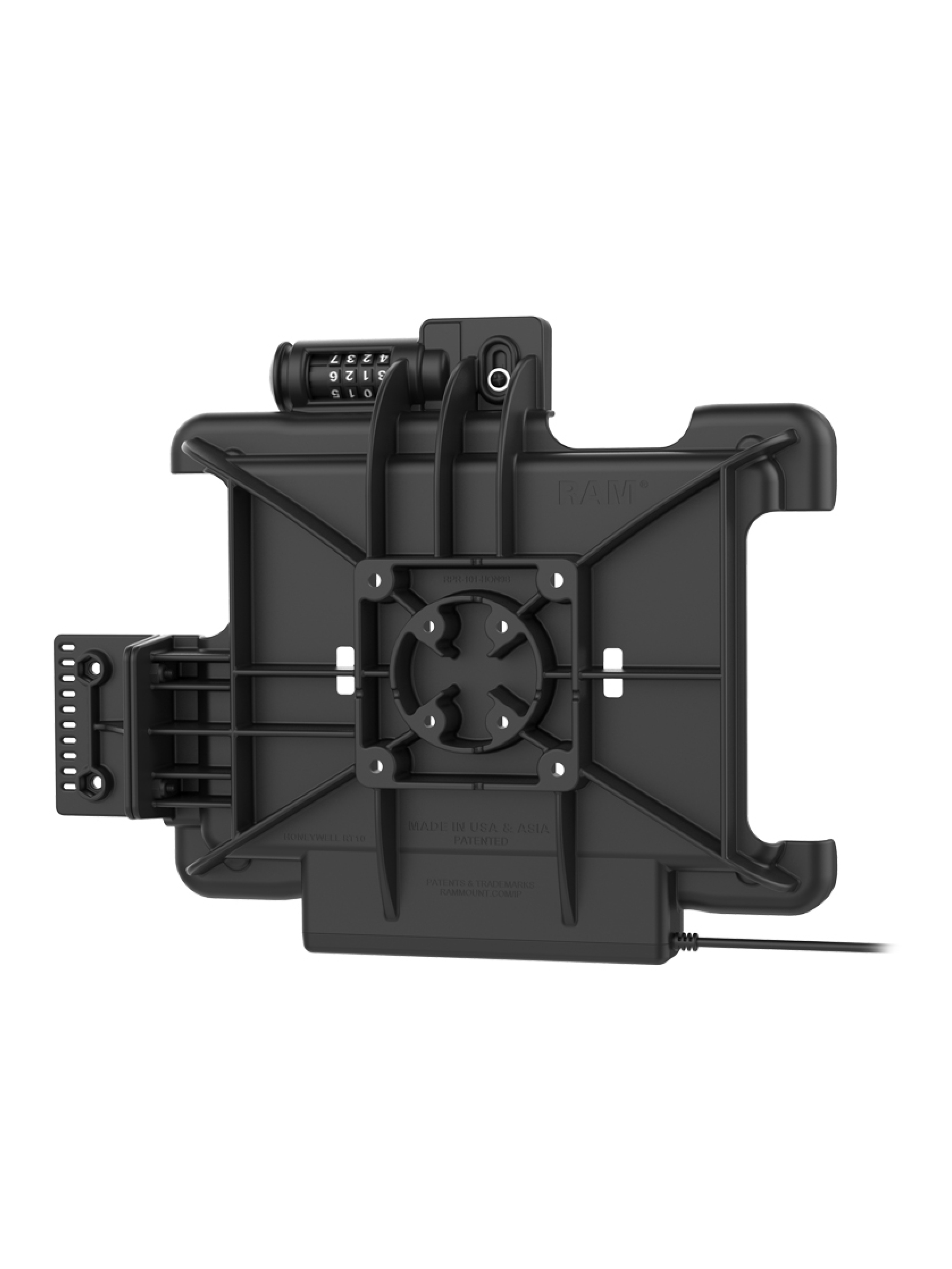 RAM Mounts Ladestation für Honeywell RT10 Tablets - abschließbar (Zahlenschloss), 5,5 mm Klinke Eingang, VESA-75x75-Aufnahme