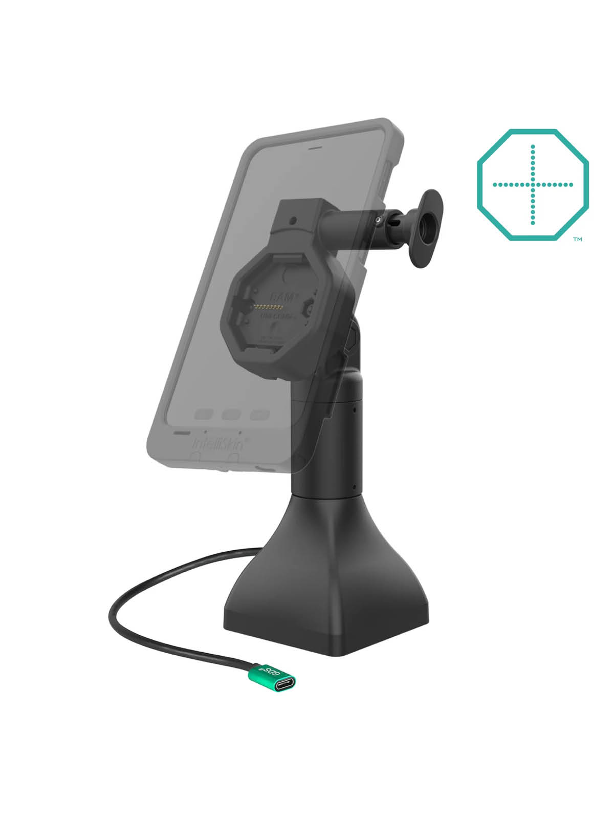 RAM Mounts GDS Uni-Conn Stand-Dockingstation (7 Zoll) mit Lösevorrichtung - Dreh-& Schwenkbar - USB-C-Anschluss - Rückseitige Pogo-Pads