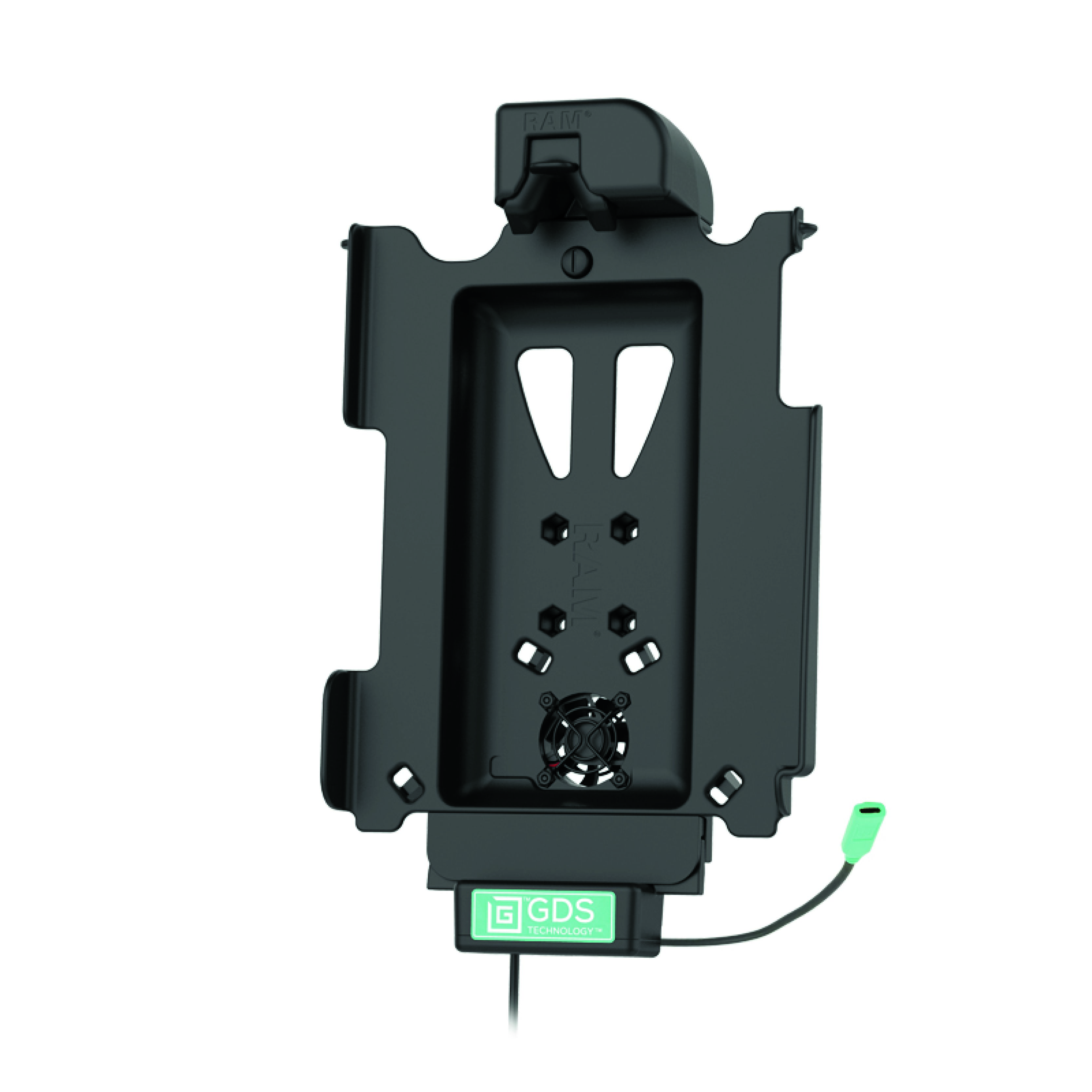RAM Mounts GDS Cool-Dock Halteschale (Schnappverschluss) für Apple iPad 10. & 11. Gen, Pro 11" (M4), Air 11" (M2) - In IntelliSkin Next-Gen Schutzhülle - Mit Lüfter - USB-C Anschluss
