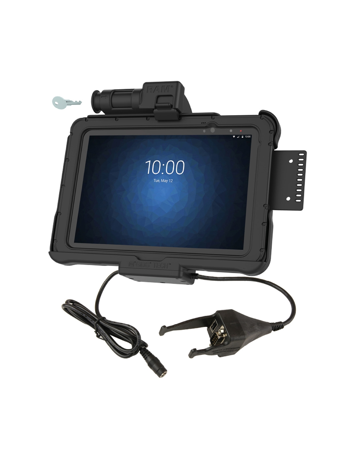 RAM Mounts Form-Fit Halteschale (Schlüsselverriegelung) für Zebra ET5x 10.1“ Serie - In Rugged Boot - 5.5mm DC & USB-A/DB-Sub-Anschluss