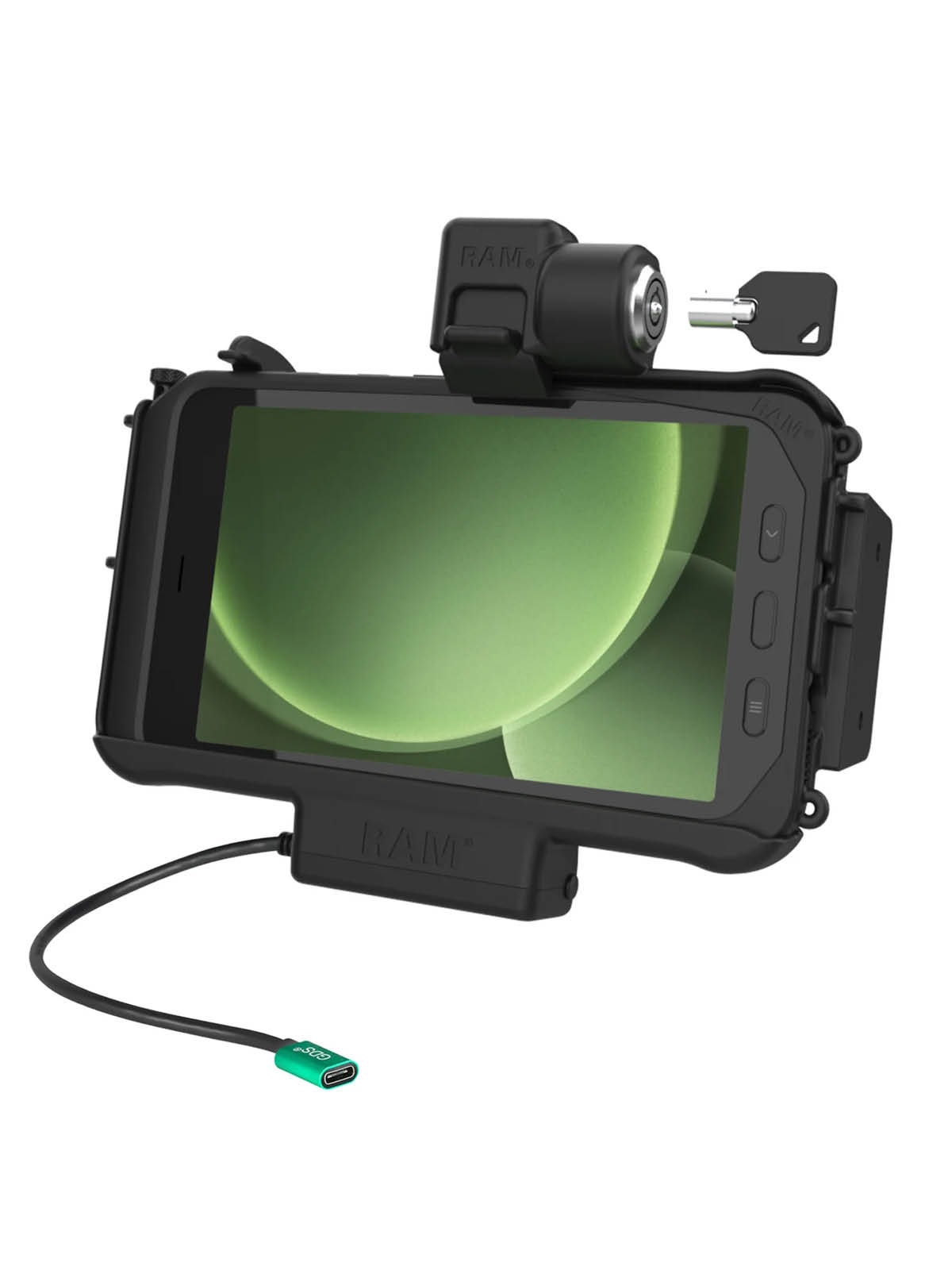 RAM Mounts Modular Form-Fit Halteschale (Schlüsselverriegelung) für Samsung Tab Active3 & Active5 - In OEM/RAM Schutzhülle - USB-C-Anschluss