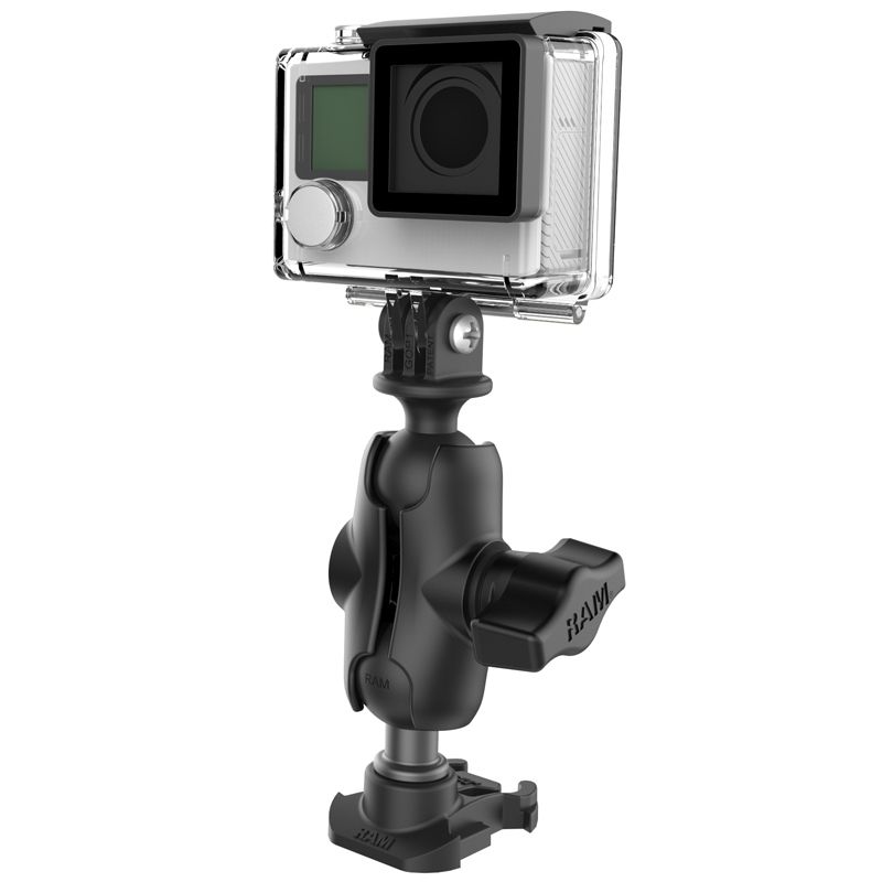 RAM Mounts GoPro Kamerahalterung (kurz) - B-Kugel (1 Zoll), inkl. GoPro-Adapter (für original GoPro-Basis)