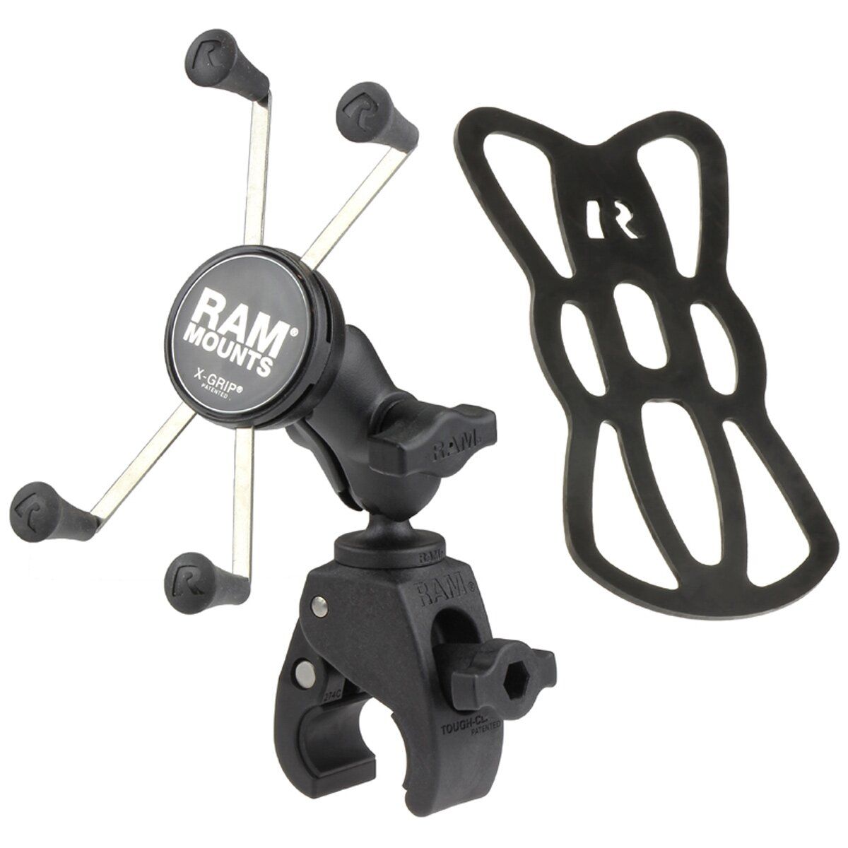 RAM Mounts X-Grip Klemm-Halterung für Smartphones bis 114,3 mm Breite - B-Kugel (1 Zoll), Tough-Claw klein (Durchmesser 15,9-29,0 mm), kurzer Verbindungsarm (ca. 60 mm)