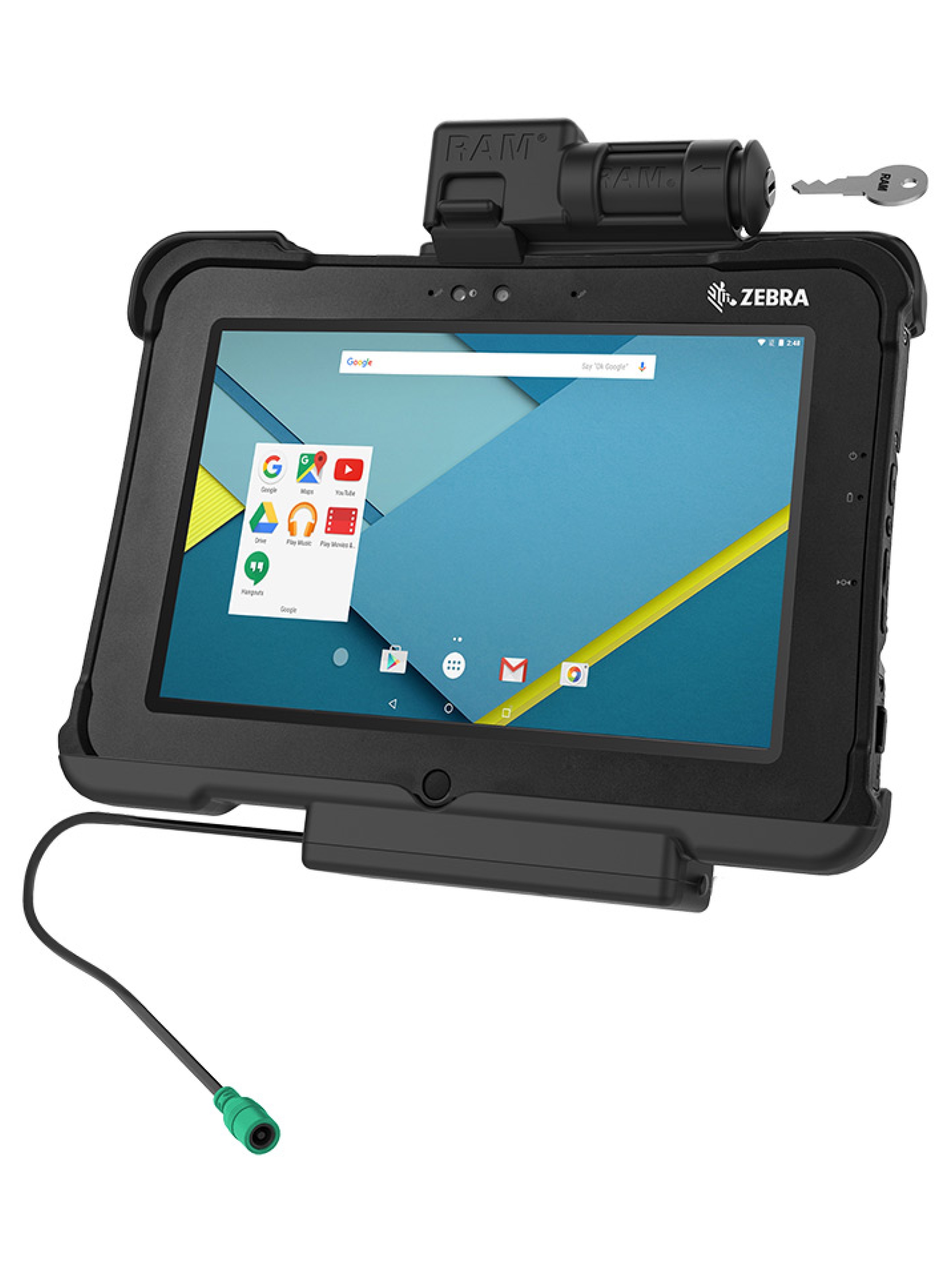 RAM Mounts Form-Fit Halteschale (Schlüsselverriegelung) für Zebra XSLATE L10 - 5.5mm DC-Anschluss