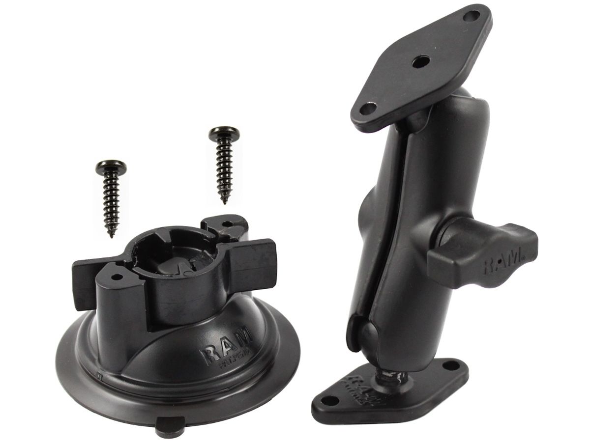 RAM Mounts Saugfuss-Set mit Diamond-Anbindung (Trapez) - nicht montiert, mittlerer Verbindungsarm, 2x Diamond-Basisplatte (Trapez), B-Kugel (1 Zoll),