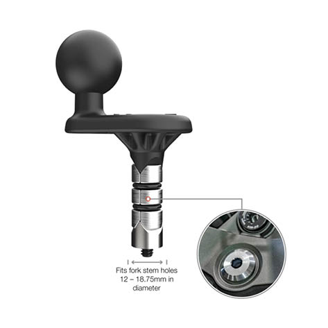 RAM Mounts Motorrad-Basisbefestigung Lenkerkopf - B-Kugel (1 Zoll), für Innendurchmesser 12-18 mm