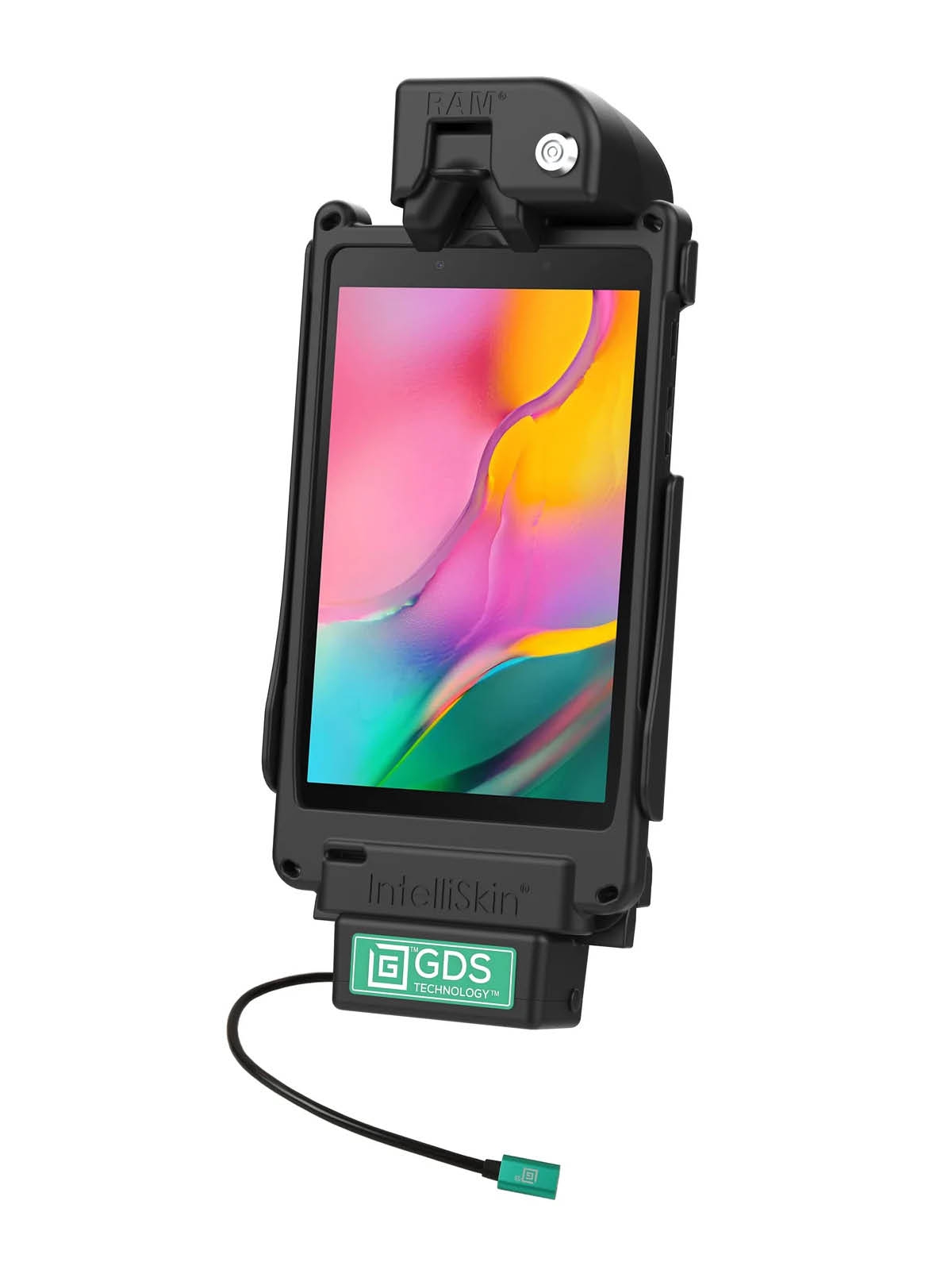 RAM Mounts GDS Tough-Dock Halteschale (Schlüsselverriegelung) für Samsung Tab A 8.0 (2018) - in IntelliSkin Next Gen Schutzhülle - USB-C-Anschluss
