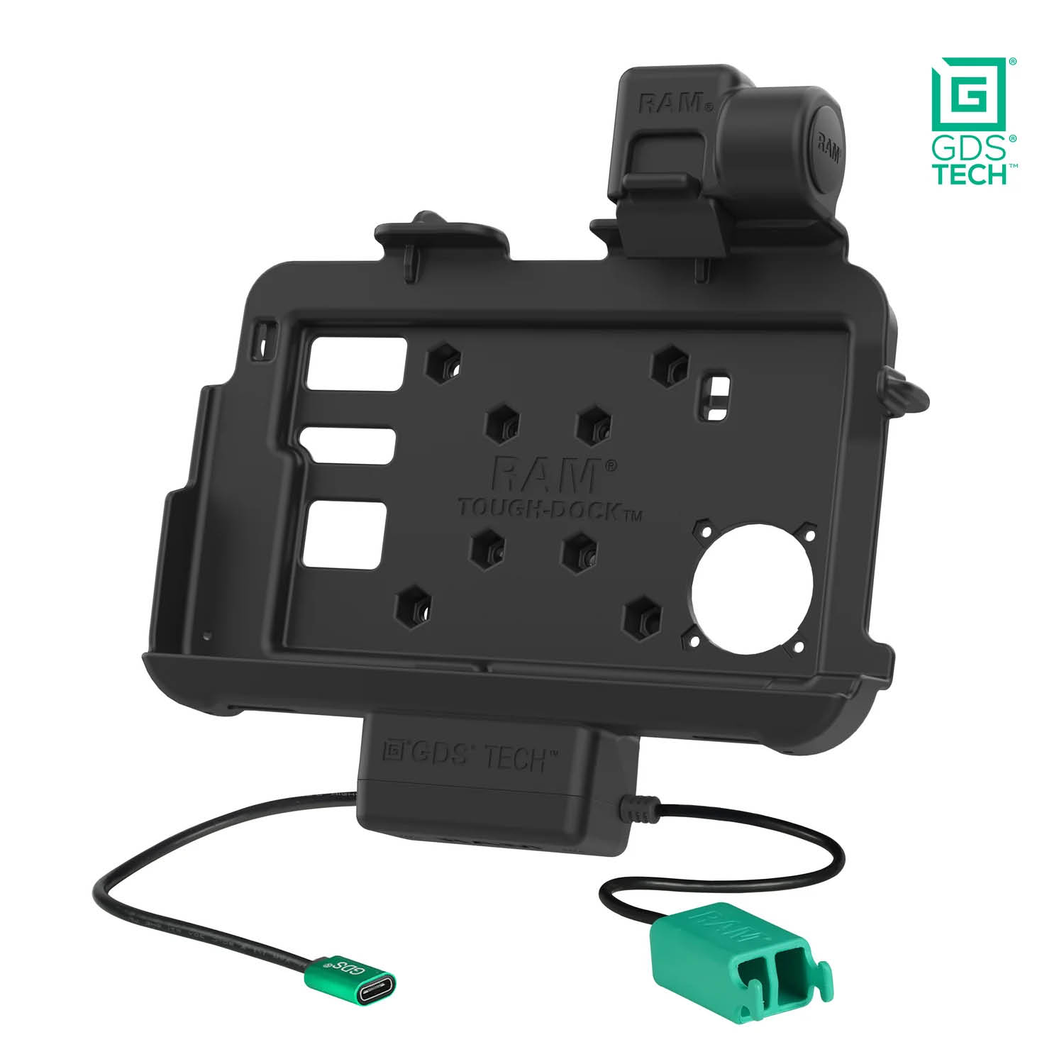 RAM Mounts GDS Thin-Dock Halteschale für Zebra ET401 & ET4x (8 Zoll) Tablets in IntelliSkin Ladeschutzhülle - USB-C & Dual USB-A-Anschluss