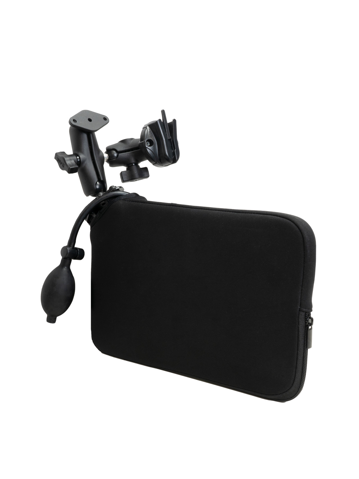 RAM Mounts Fahrzeug Tough-Wedge Set für Funkgeräte inkl. Mikrofon - Zwischenraumpolster (mit Pumpe), B-Kugel (1 Zoll), mittlerer & kurzer Verbindungsarm, 2-Loch AMPS
