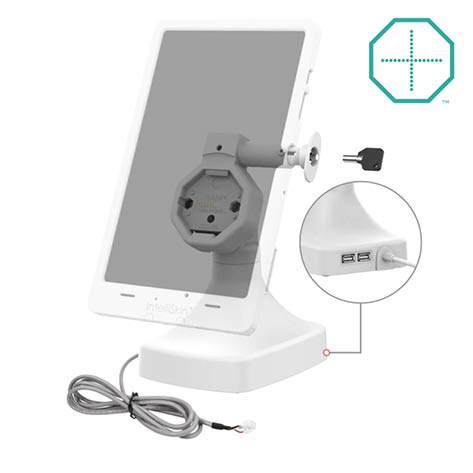 RAM Mounts GDS Uni-Conn Stand-Dockingstation (abschließbar) - Dreh- & Schwenkbar - PoE & Daten - rückseitige Pogo-Pads - hellgrau