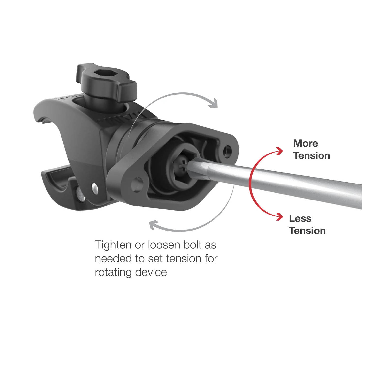 RAM Mounts Quick-Grip XL Klemm-Halterung (drehbar) für große Smartphones - Bis 92,07 mm Breite - Tough-Claw Klein (Durchmesser 15,87 mm bis 28,95 mm) - Schrauben-Set