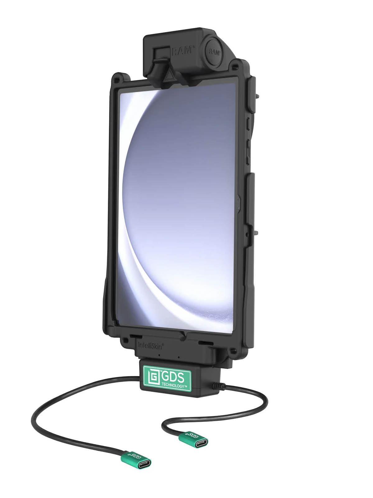 RAM Mounts GDS Tough-Dock Halteschale (Schnappverschluss) für Samsung Tab A9+ - in IntelliSkin Next Gen Schutzhülle - Dual USB-C-Anschluss