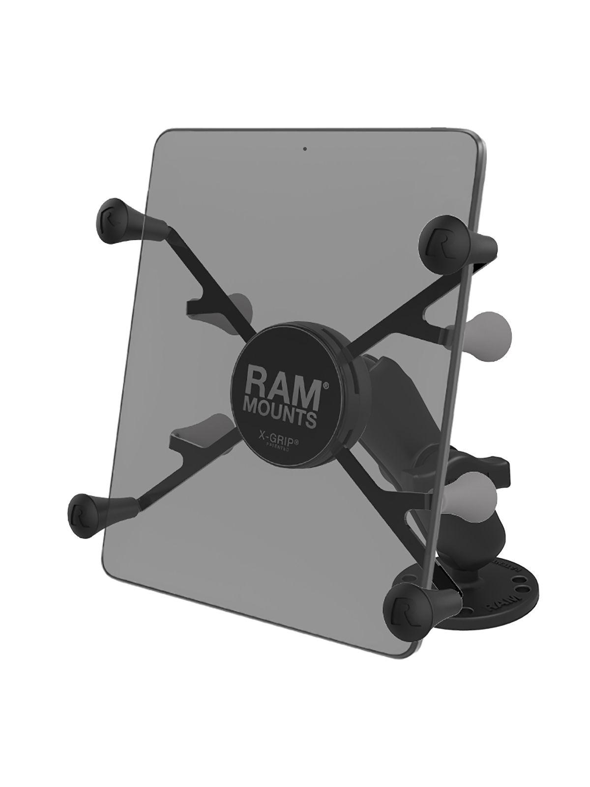 RAM Mounts X-Grip Aufbauhalterung für 7-8 Zoll Tablets - Mittlerer Verbindungsarm - Runde Basisplatte (AMPS) - B-Kugel (1 Zoll) - Schrauben-Set