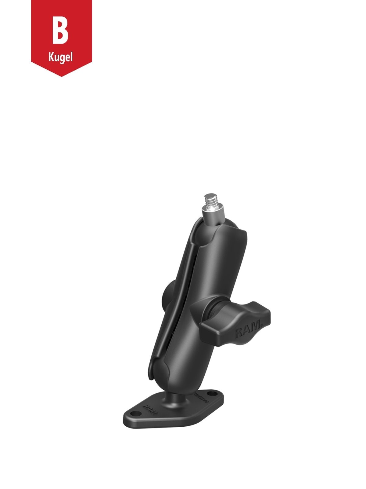 RAM Mounts Aufbau-Set - B-Kugel (1 Zoll), Diamond-Basisplatte (Trapez), mittlerer Verbindungsarm, Kugel mit 1/4"-20 Gewinde
