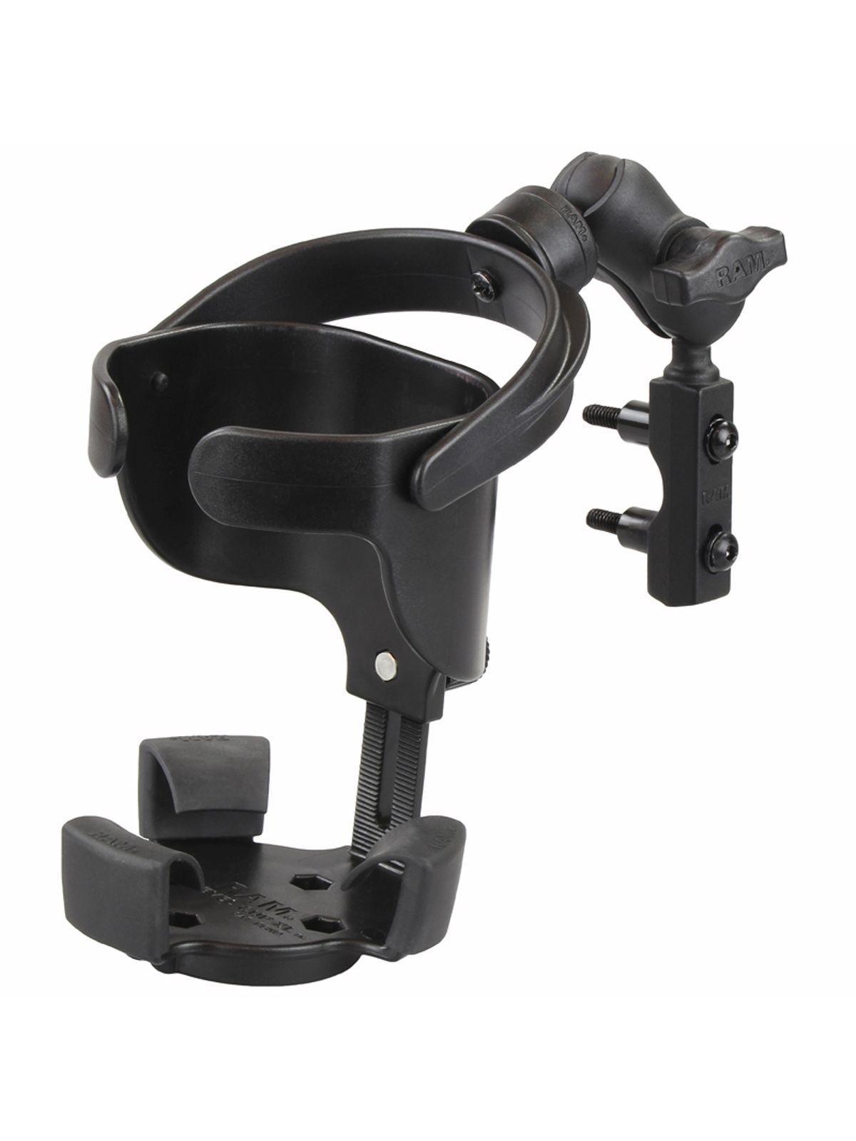 RAM Mounts Motorrad-Getränkehalterung Level Cup XL (kurz) - mit Basisbefestigung für Lenker/Bremse/Kupplung, B-Kugel (1 Zoll)