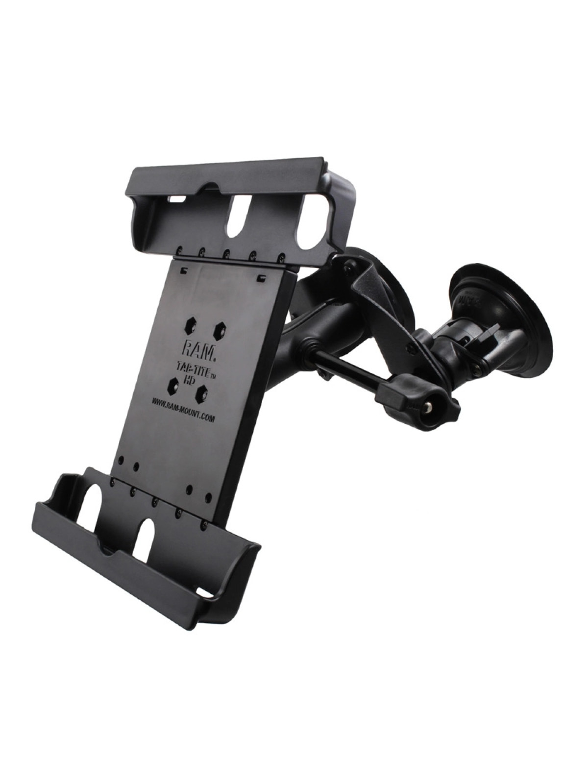 RAM Mounts Doppel-Saugfuss-Halterung für 9 Zoll Tablets inkl. Schutzhüllen/-gehäusen - B-Kugel (1 Zoll), Tab-Tite Halteschale, mittlerer Verbindungsarm, ideal für gewölbte Oberflächen