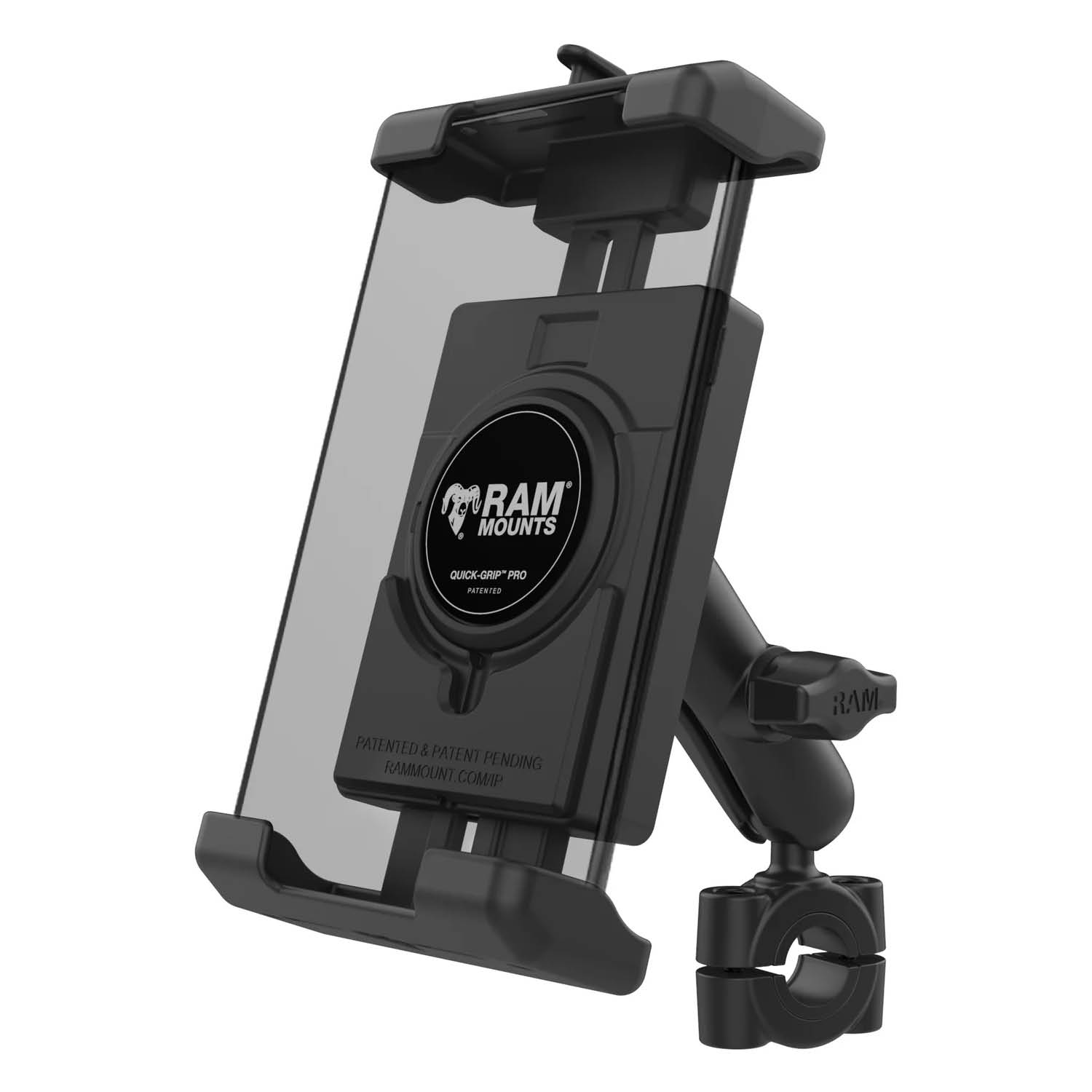 RAM Mounts Torque Quick-Grip Pro XL Universal-Halterung - B-Kugel (1 Zoll), Torque-Basis (19-25 mm Durchmesser), mittlerer Verbindungsarm